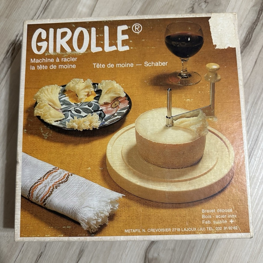 Vintage GIROLLE Cheese Scraper France Wooden Rotary Charcuterie Planer new